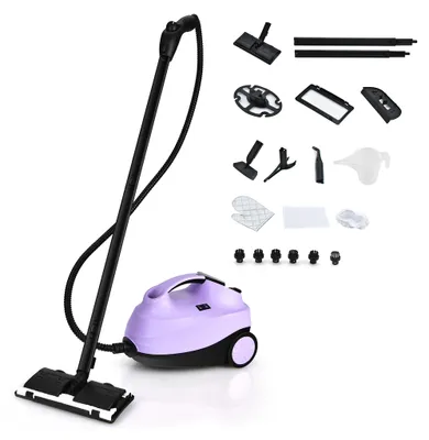 Produktbild von KOMFOTTEU Dampfreiniger, 2.000 W, Handdampfreiniger mit 19 Zubehörteilen, 4 bar, 1,5 l, 108 °C, Betriebsdauer 45 min, 6 min, Reinigungsmaschine mit Sicherheitsverriegelung (Violett)