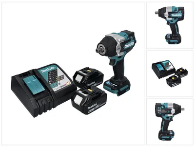 Productafbeelding van Makita DTW 701 RT accu slagmoersleutel 18 V 700 Nm 1/2" XPT Borstelloos + 2x oplaadbare accu 5.0 Ah + lader