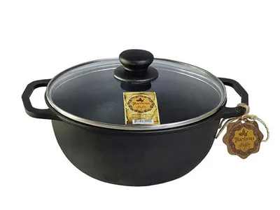Produktbild von Gusseiserner Kochtopf 4L Ø24 cm mit Glasdeckel MAYSTERNYA V4C3 – Gusseisentopf für Induktion & alle Herdarten