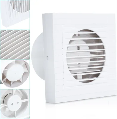 Obrázok produktu pre Izrielar kúpeľňový ventilátor, Ø100 mm, nástenný odsávací ventilátor so spätnou klapkou, tichý chod, vstavaný kúpeľňový ventilátor, biely