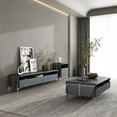 Produktbild von Couchtisch Sideboard 2tlg Wohnzimmer Möbel Tisch Lowboard Schrankwände Kommode