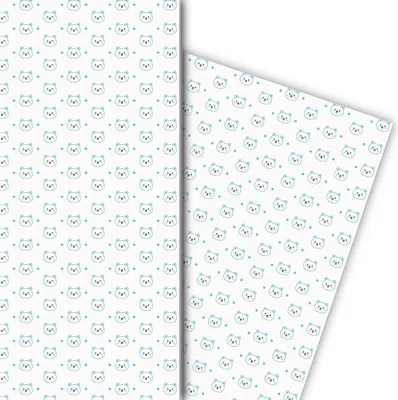 Produktbild von Niedliches Baby Geschenkpapier mit kleinen Teddybären auf weiß - G7677, 32 x 48cm