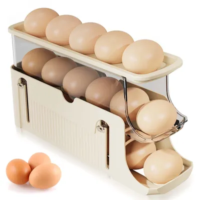 Eierhalter für Kühlschrank, Roll-Eierhalter, 15-17 Eier, cremefarben