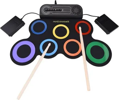 Productafbeelding van Elektronische Drumset - Oefen Drumpad - Muziek Maken - Ingebouwde Luidsprekers - 7 Pads - Kleur