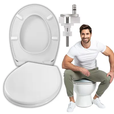 Produktbild von Universal WC-Sitz bis 400 kg, Weiß, Soft-Close, abnehmbar, antibakteriell, verstellbare Scharniere bis 17 cm