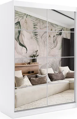 Produktbild von ALTDECOR Kleiderschrank mit Spiegel und Schiebetüren, kugelgelagerte Führungsschienen und Aluminium-Leisten - VIVONA - 150 cm - Weiß