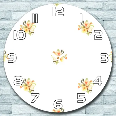 Produktbild von Wanduhr aus Glas Rund fi 30 Zarte Blumensträuße Quarz Deko Schlafzimmer Büro