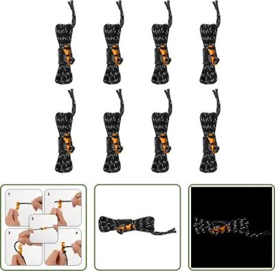 Imagen del producto de Tienda de campaña Zeltleinen con tensores de cuerda, 8 unidades, reflectantes, 4 metros, 4 mm