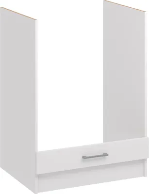 A white kitchen base cabinet with a drawer, shown from the front.