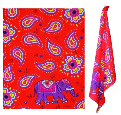 Produktbild von 2 Geschirrtücher Kashmir Elefant rot - ca 50x70cm Küchentücher