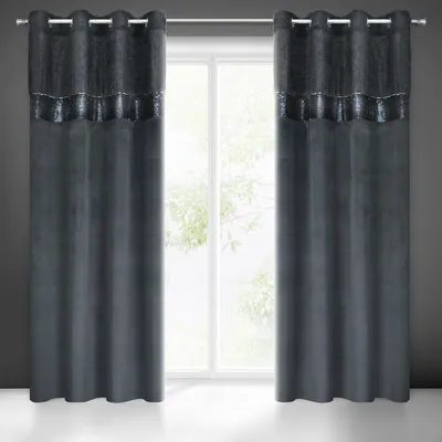 Produktbild von Vorhang JASMIN schwarz 140x250 cm Ösen Ösenvorhang