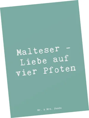 Produktbild von Mr. & Mrs. Panda Postkarte Spruch Malteser Liebe - Meeresbrise - Geschenk, bedingungslose, Hunderassen Charakter, Kleine, Ansichtskarte, Beschreibung, bildkarte, Hunde