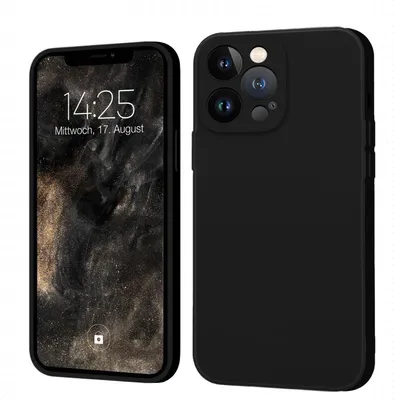 A black iPhone case is shown next to a black iPhone.