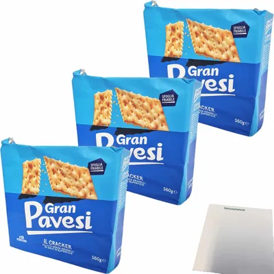 Produktbild von Gran Pavesi Kekse non Salati "Ungesalzen" 3er Pack (3x560g Packung) + usy Block