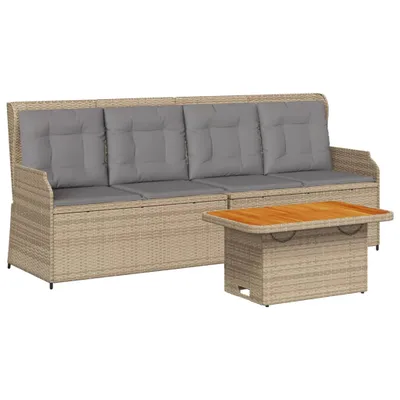 Produktbild von vidaXL 3-tlg. Garten-Lounge-Set mit Kissen Beige Poly Rattan