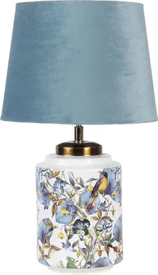 Obrázok produktu pre Stolová lampa Clayre & Eef Ø 25x41 cm Modrý biely plastový vták
