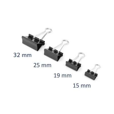 Obrázek produktu pro Kancelářské klipy BINDER KLIP 15/19/25/32mm SET 4X12 48 kusů