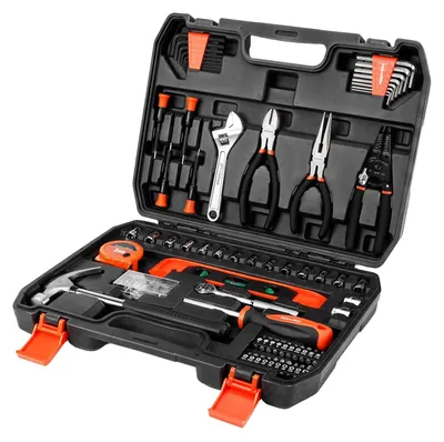 Produktbild von Werkzeugset 150-teilig, Aufbewahrungstasche, Ratsche und Verstellschlüssel, für Heimwerken