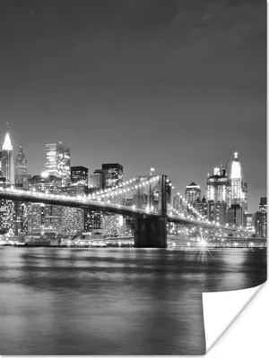 Produktbild von MuchoWow® Poster New York - Brücke - Brooklyn - Schwarz und weiß - Architektur 120x160 cm - Wandbilder
