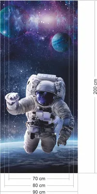 Produktbild von selbstklebendes Türbild - Astronaut 0,9 x 2 m - Türtapete Türposter Klebefolie Dekorfolie