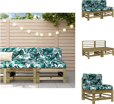 Produktbild von vidaXL Mittelsofas mit Kissen 2 Stk. Kiefernholz Imprägniert -  Gartensofaelemente
