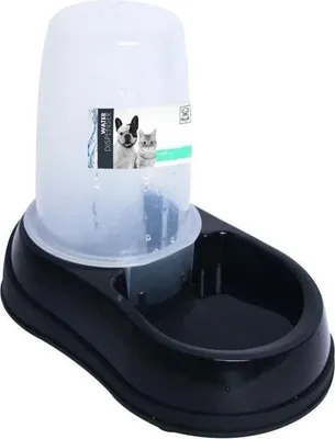 Produktbild von Wasserspender für Katze und Hund, 1500ml, Schwarz, Kunststoff Wasserspender mit transparentem Behälter