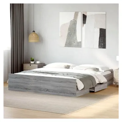 Produktbild von Bettgestell mit Schubladen Grau Sonoma 200x200cm