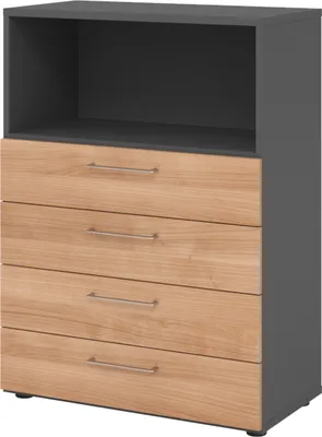 Produktbild von bümö smart Schubladen Kombi - 4 Schübe - Nachbildung: Graphit/Nussbaum