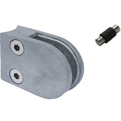 Produktbild von ECONOMY Glasklemmbeschlag Mod. 22 für Rundrohr 42,4 mm, rund 63 x 45 x 28mm,Zink