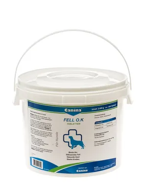 Produktbild von Canina Fell O.K., Hund, Tablet, Haut & Haarkleid, Universal, Vitamin H (Biotin), Topf
