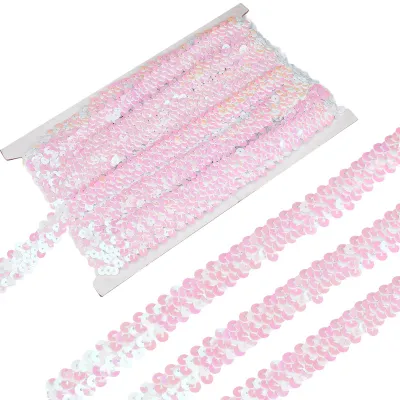 Paillettenband elastisch 10 m x 2 cm pastellweiß