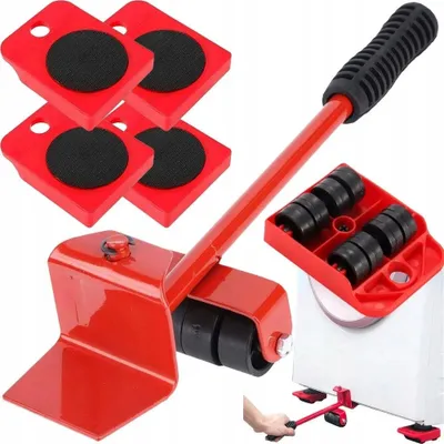 Produktbild von Möbelheber 150 kg 5-tlg. Rot Möbeltransport Möbelrollen Transport Set Möbelroller Umzughelfer Stahl Kunststoff