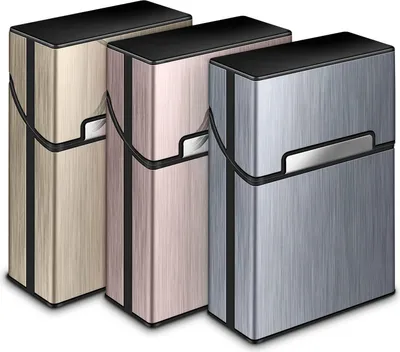 Produktbild von Zigarettenetui, Yosemy 3 Stück Zigarettenbox Metall mit Magnetverschluss, Zigarettenetui aus Alu, Verstärktem Kunststoffgehäuse & Einrast Funktion Für 20er Standard Schachteln (Graues, Rosa, Gold)