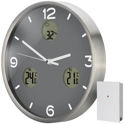 Produktbild von OPTUS MyTime io NX Funk-Wanduhr mit Thermometer und Hygrometer - 30 cm Durchmesser