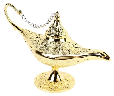 Arabische Wunschlampe aus Zinklegierung, gold, 22 cm