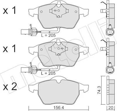 Produktbild von METELLI Bremsbeläge Satz Vorne Bremsklötze für AUDI A6 Avant (4B5, C5) 22-0181-3