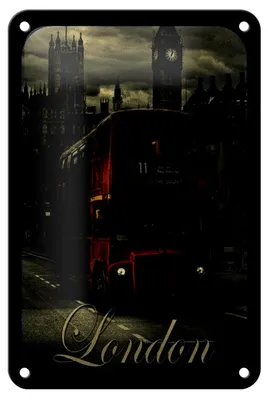 Produktbild von Blechschild London 12x18cm Sightseeing Bus red