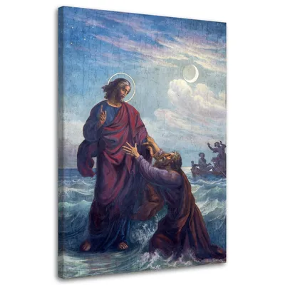 Immagine prodotto di Quadro su tela "Petrus e Gesù che annegano" Vienna 60x90 cm Feeby colore quadro da parete pronto per essere appeso
