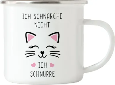 Produktbild von Ich schnarche nicht ich Schnurre Emaille Tasse Schnarchen Katze Kätzchen Schlafen Freundin Frau Katzenbesitzerinnen