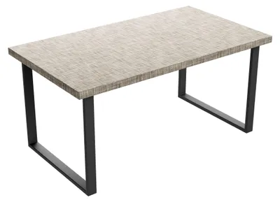 Produktbild von Esstisch aus Holz und Metall mit schwarzen quadratischen Beinen 220x100 cm Struktur-Grau