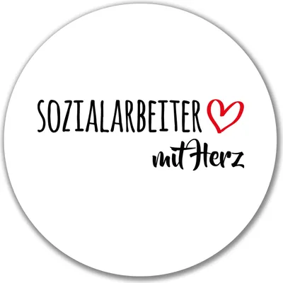 Produktbild von Huuraa Aufkleber Sozialarbeiter mit Herz 10cm rund Sticker Geschenkidee