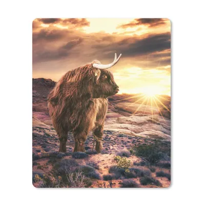 Produktbild von MuchoWow® Mauspad Mousepad Schottische Highlander - Sonne - Landschaft 30x40 cm - Mousepads - Maus Mat - Pad - Mausunterlage - Mausmatten