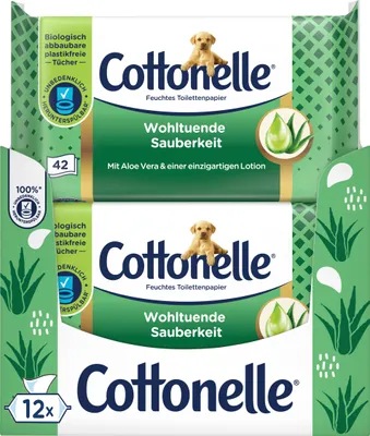 Produktbild von Cottonelle Feuchtes Toilettenpapier Wohltuende Sauberkeit 12 x 42 Tücher