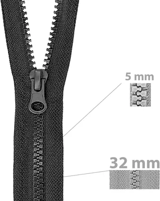 Image de mumbi Fermeture éclair divisible 5mm 20cm noir plastique fermeture éclair avec zip dents grossières