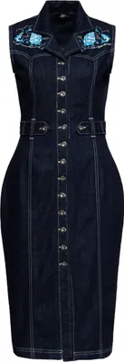Produktbild von QUEEN KEROSIN Denim Bleistiftkleid Mit Stickereien Denim Xs