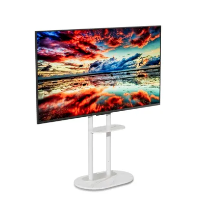 Produktbild von FATIVO TV Ständer Höhenverstellbar 40"-75", Universal Fernsehstand mit 2 Ablagen Marmor, VESA 600x400mm, bis 40 kg, Weiß
