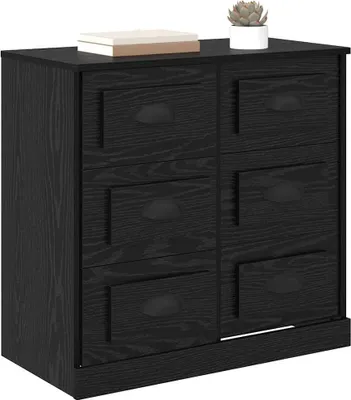 Image de vidaXL Sideboard noir imitation chêne 70 x 35,5 x 67,5 cm