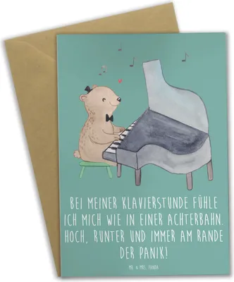 Produktbild von Mr. & Mrs. Panda Klappkarte Klavier Achterbahn - Meeresbrise - Geschenk, einladungskarten, Lernen, hochzeitskarten, Handgefertigt, Instrument, glückwunschkarten, Konzert