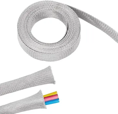 Obrázek produktu pro Kabelový chránič 0,8" široký - Nerezová ocel - 4 metry - Ochrana kabelů - Flexibilní kryt - Ploché síťování - Ochrana kabelů