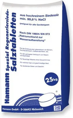 A bag of salt tablets for water treatment.